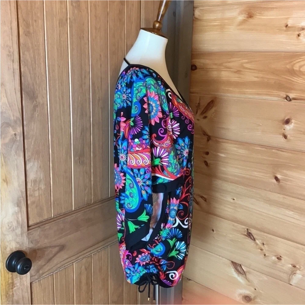 Swim Systems Collection paisley print swim coverup with ruched sides Size S / M